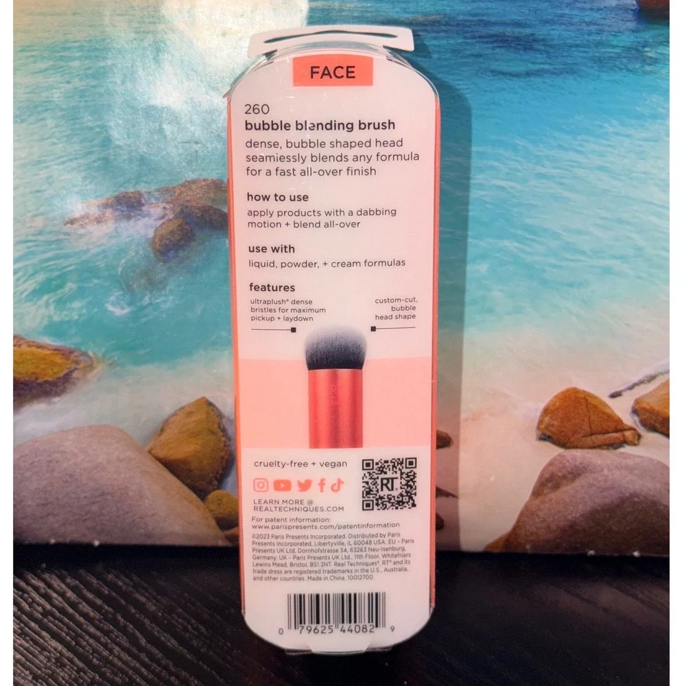 Real Techniques 260 Bubble Blending Brush Face Makeup Tool Orange New